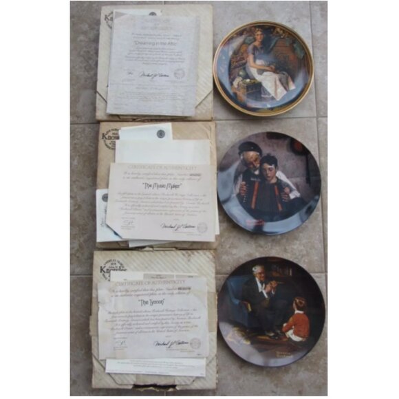 The Bradford Exchange Edwin M. Knowles China Co. Norman Rockwell Plates COA - Picture 2 of 2
